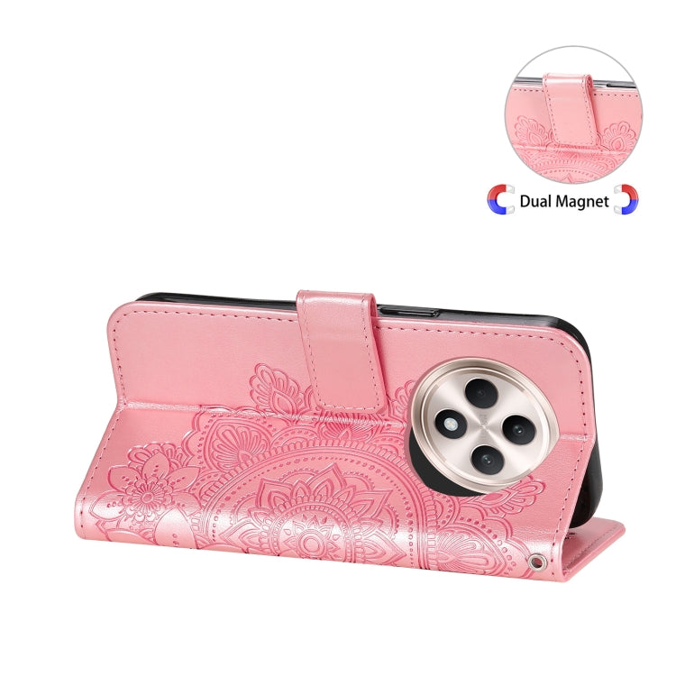 For OPPO Reno12 F 4G Seven-petal Flowers Embossing Leather Phone Case