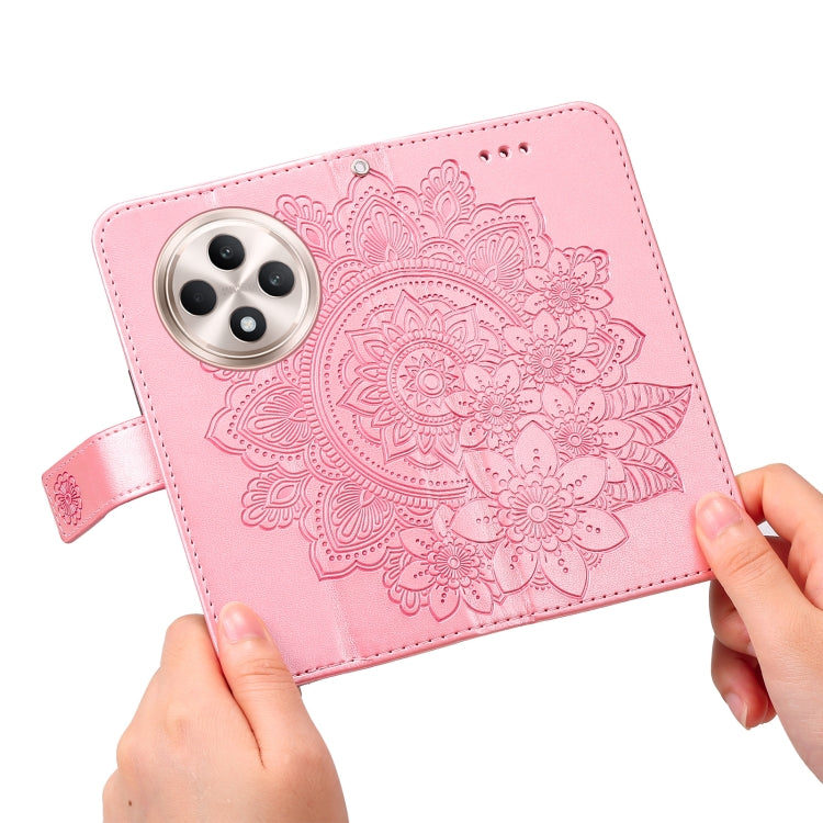 For OPPO Reno12 F 4G Seven-petal Flowers Embossing Leather Phone Case