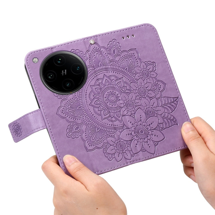 For OPPO Find X8 Pro Seven-petal Flowers Embossing Leather Phone Case