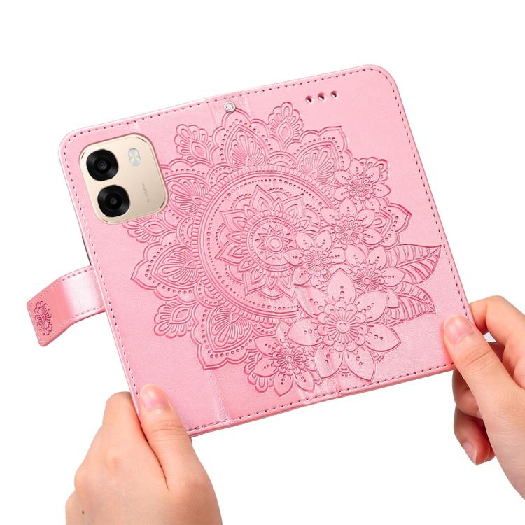 For OPPO A6 4G / 5G / A6x 5G Global Seven-petal Flowers Embossing Leather Phone Case