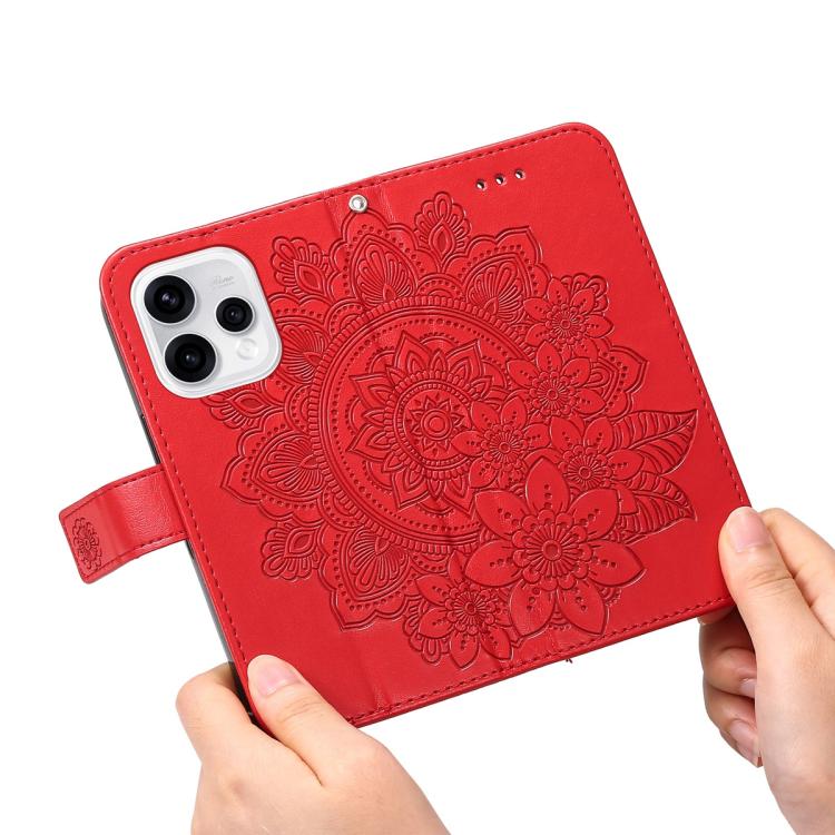 For OPPO Reno15 5G Global / Reno 15c 5G Seven-petal Flowers Embossing Leather Phone Case