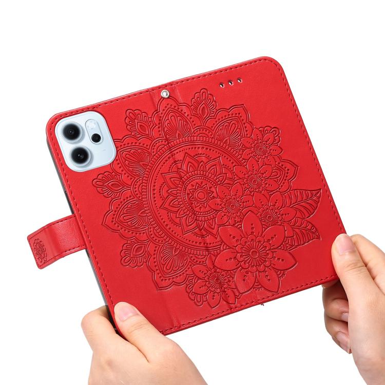 For OPPO Reno15 F 5G Seven-petal Flowers Embossing Leather Phone Case