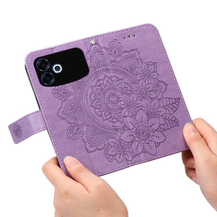 For OPPO F33 Pro 5G Seven-petal Flowers Embossing Leather Phone Case