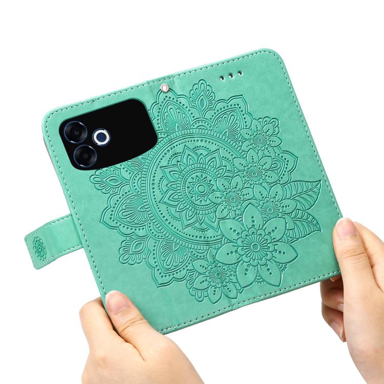 For OPPO F33 Pro 5G Seven-petal Flowers Embossing Leather Phone Case