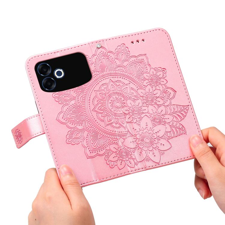 For OPPO F33 Pro 5G Seven-petal Flowers Embossing Leather Phone Case