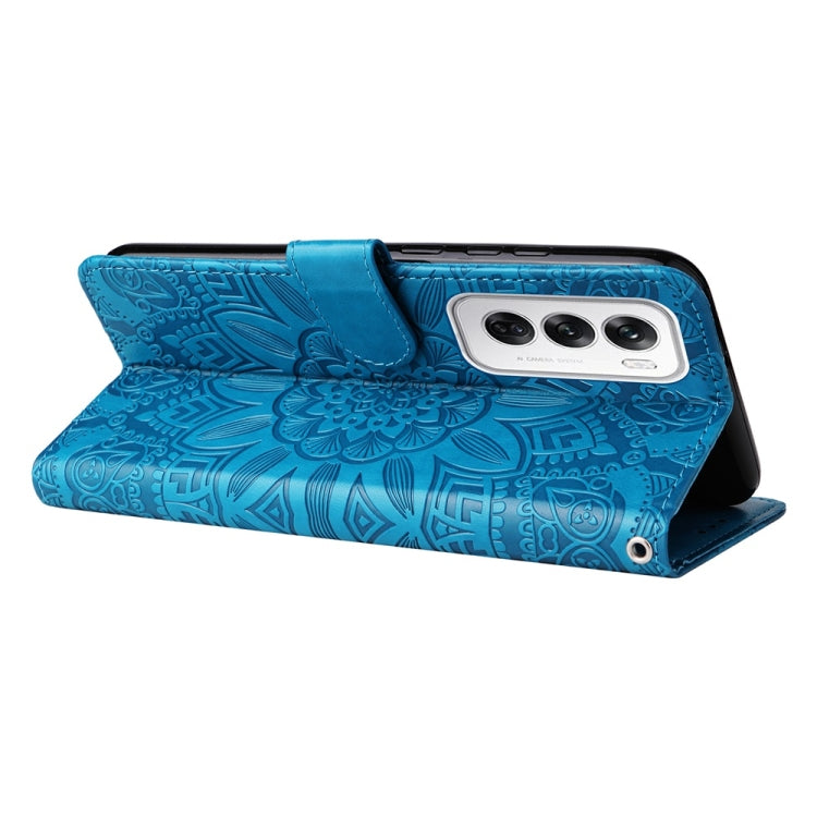 For OPPO Reno12 5G Global Embossed Sunflower Leather Phone Case