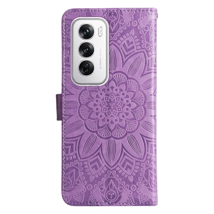 For OPPO Reno12 5G Global Embossed Sunflower Leather Phone Case