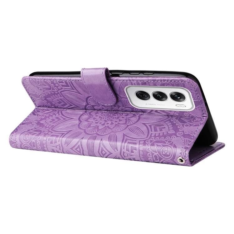 For OPPO Reno12 5G Global Embossed Sunflower Leather Phone Case