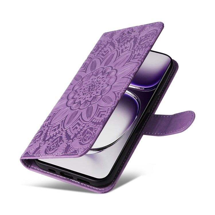 For OPPO Reno12 5G Global Embossed Sunflower Leather Phone Case
