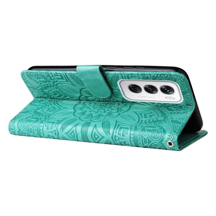 For OPPO Reno12 5G Global Embossed Sunflower Leather Phone Case