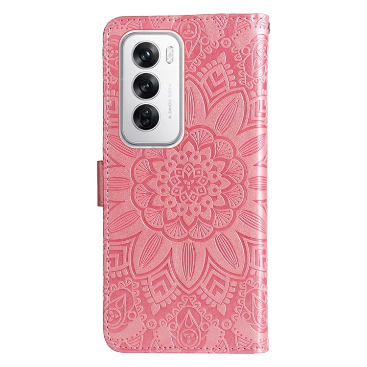 For OPPO Reno12 5G Global Embossed Sunflower Leather Phone Case