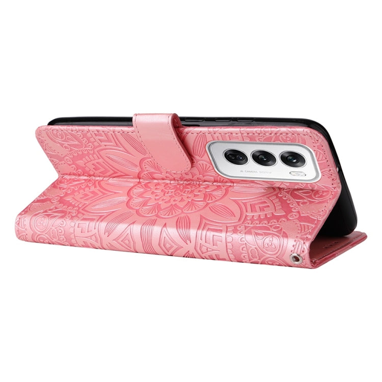 For OPPO Reno12 5G Global Embossed Sunflower Leather Phone Case