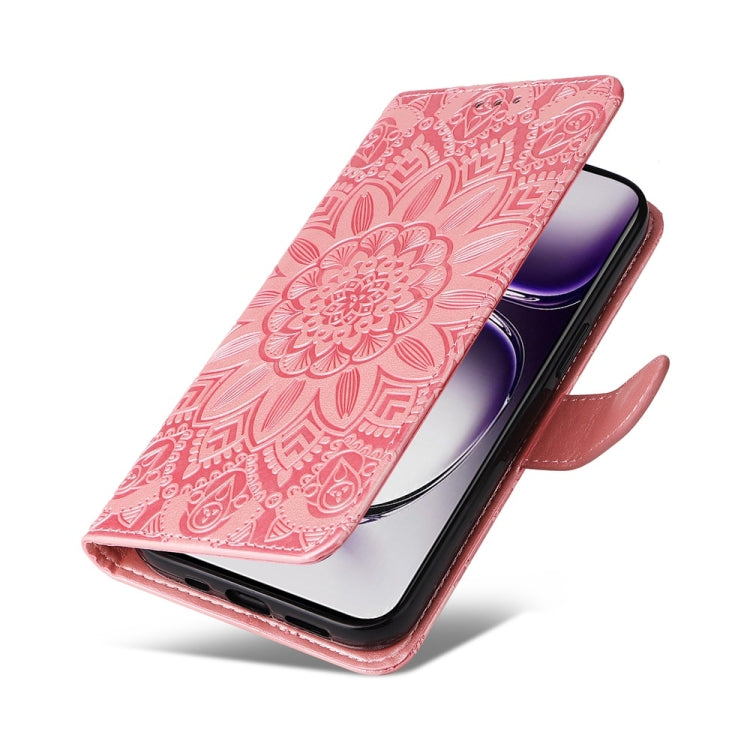 For OPPO Reno12 5G Global Embossed Sunflower Leather Phone Case