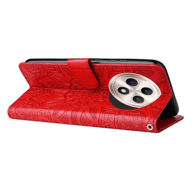 For OPPO Reno12 F 5G Global / Reno12 F 4G Embossed Sunflower Leather Phone Case