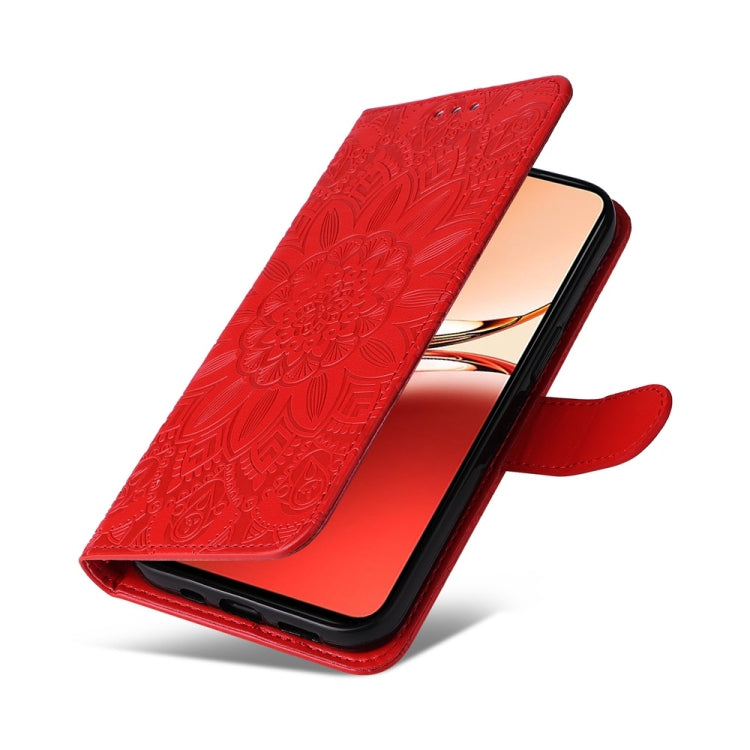 For OPPO Reno12 F 5G Global / Reno12 F 4G Embossed Sunflower Leather Phone Case