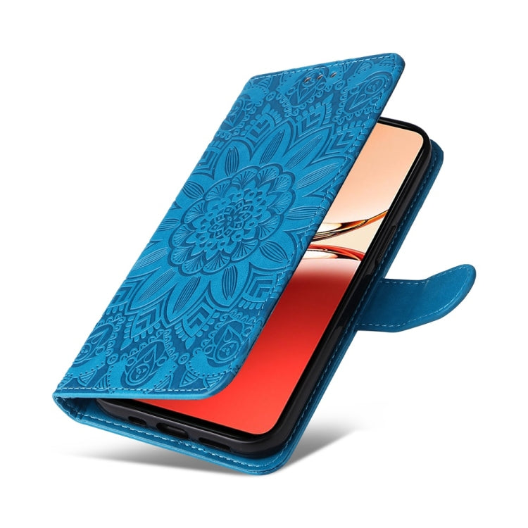 For OPPO Reno12 F 5G Global / Reno12 F 4G Embossed Sunflower Leather Phone Case