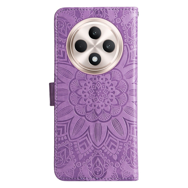For OPPO Reno12 F 5G Global / Reno12 F 4G Embossed Sunflower Leather Phone Case