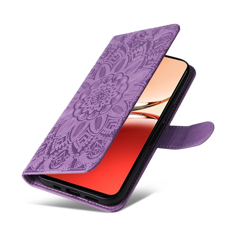 For OPPO Reno12 F 5G Global / Reno12 F 4G Embossed Sunflower Leather Phone Case