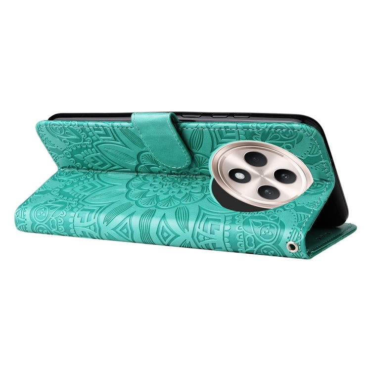 For OPPO Reno12 F 5G Global / Reno12 F 4G Embossed Sunflower Leather Phone Case