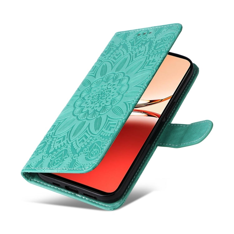 For OPPO Reno12 F 5G Global / Reno12 F 4G Embossed Sunflower Leather Phone Case