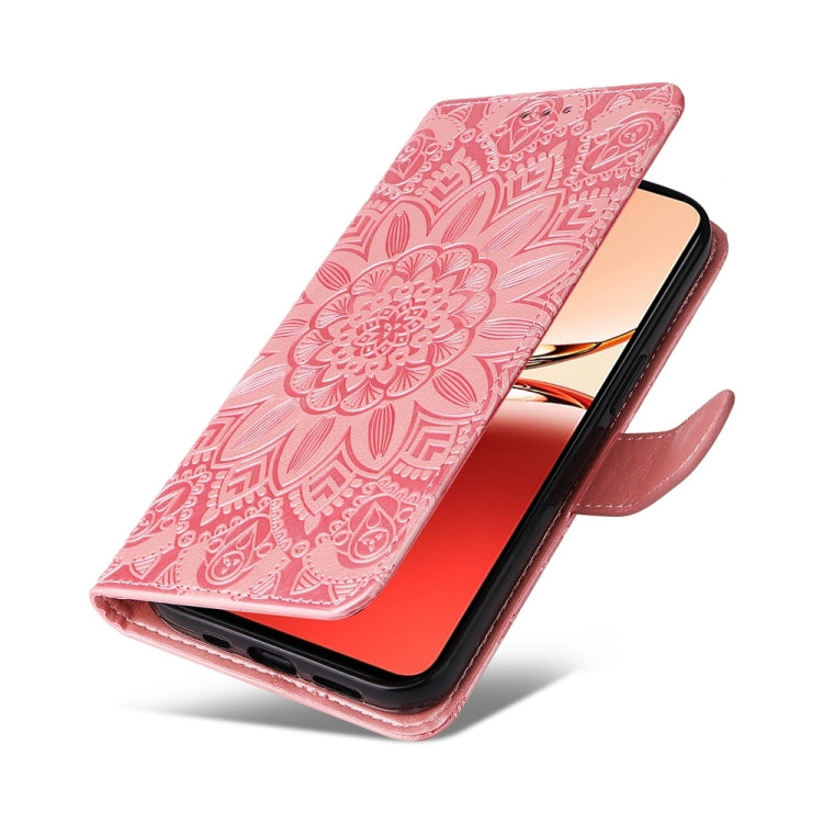 For OPPO Reno12 F 5G Global / Reno12 F 4G Embossed Sunflower Leather Phone Case