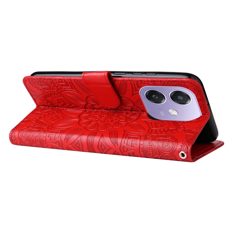 For OPPO A5x 4G / 5G / A3x 4G / 5G India Embossed Sunflower Leather Phone Case