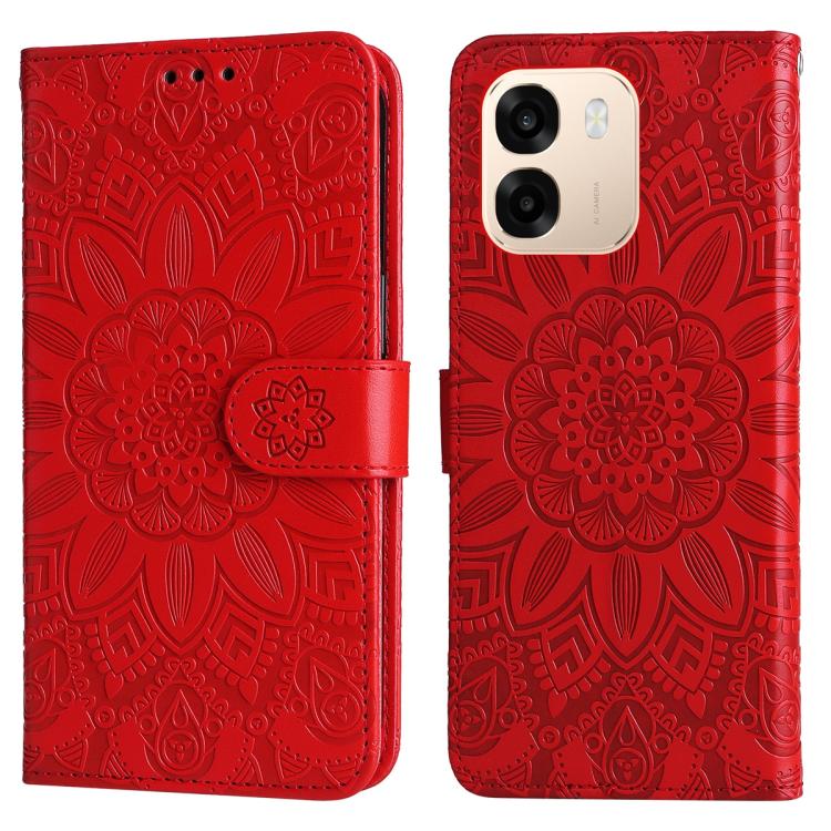 For OPPO A6 4G / 5G / A6x 5G Global Embossed Sunflower Leather Phone Case