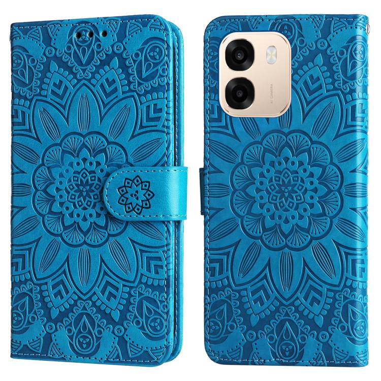 For OPPO A6 4G / 5G / A6x 5G Global Embossed Sunflower Leather Phone Case
