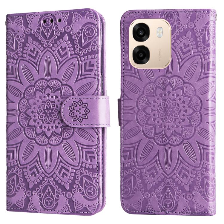 For OPPO A6 4G / 5G / A6x 5G Global Embossed Sunflower Leather Phone Case
