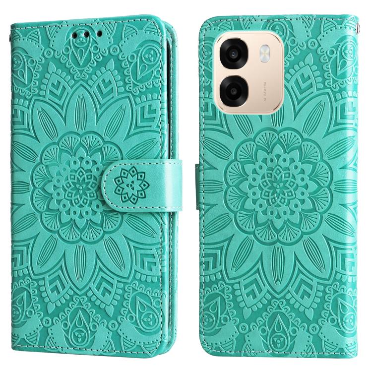 For OPPO A6 4G / 5G / A6x 5G Global Embossed Sunflower Leather Phone Case