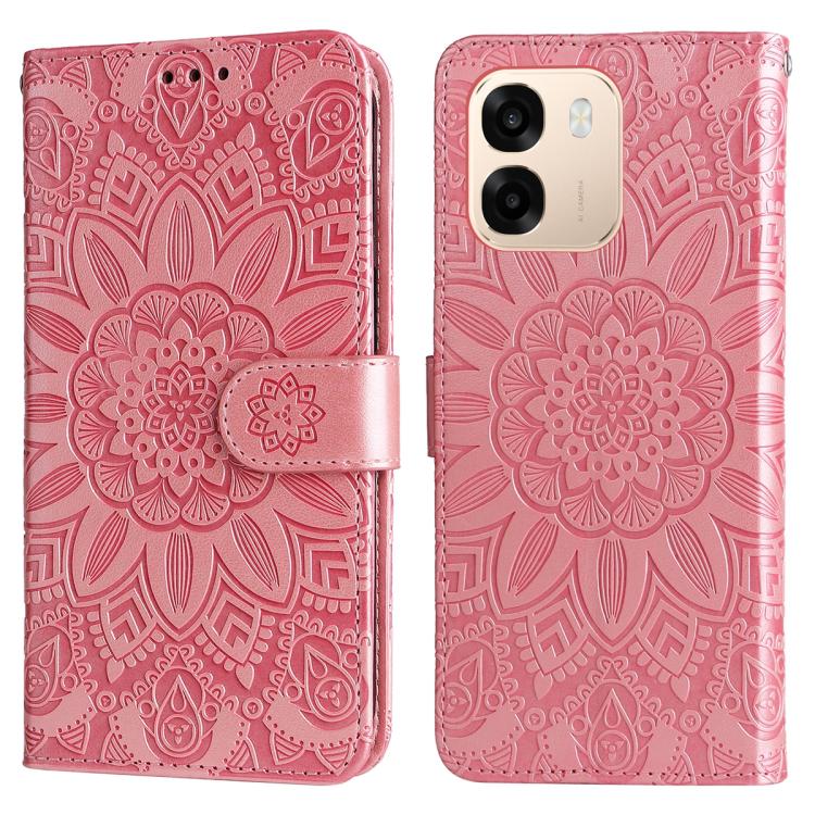 For OPPO A6 4G / 5G / A6x 5G Global Embossed Sunflower Leather Phone Case