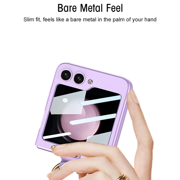 For Samsung Galaxy Z Flip5 GKK Ultra-thin PC Full Coverage Ring Holder Phone Case with Strap