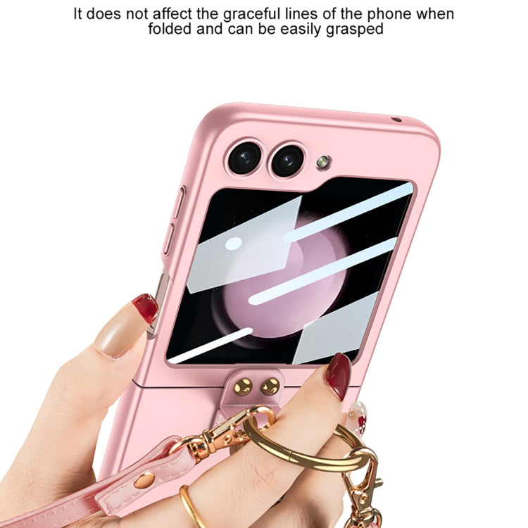 For Samsung Galaxy Z Flip5 GKK Ultra-thin PC Full Coverage Ring Holder Phone Case with Strap