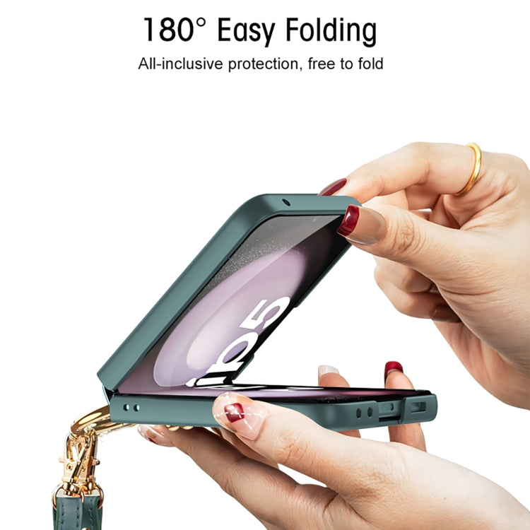 For Samsung Galaxy Z Flip5 GKK Ultra-thin PC Full Coverage Ring Holder Phone Case with Strap