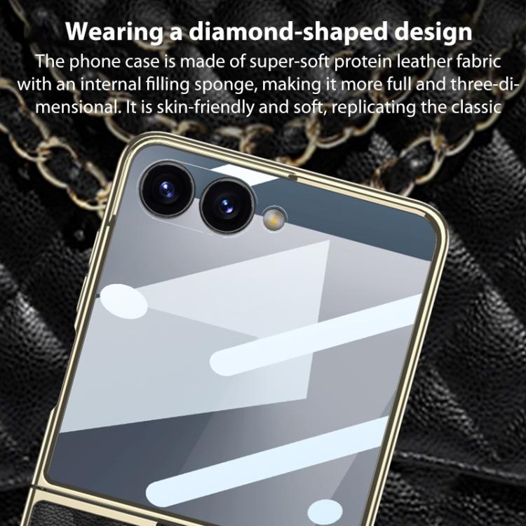 For Samsung Galaxy Z Flip7 5G GKK Integrated Plating Diamond Texture PU Phone Case with Ring
