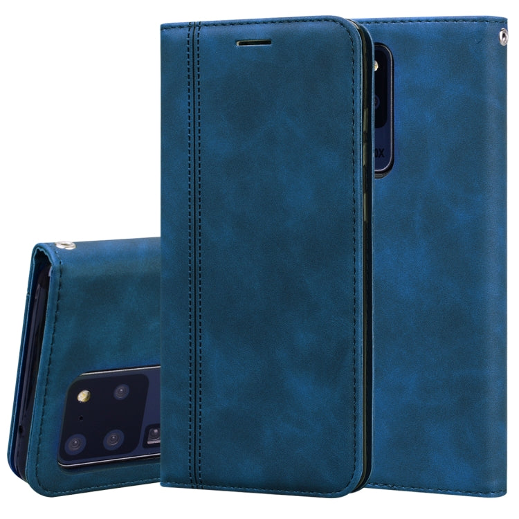 For Samsung Galaxy S20 Ultra Frosted Business Magnetic Horizontal Flip PU Leather Case with Holder & Card Slot & Lanyard