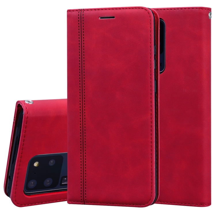 For Samsung Galaxy S20 Ultra Frosted Business Magnetic Horizontal Flip PU Leather Case with Holder & Card Slot & Lanyard