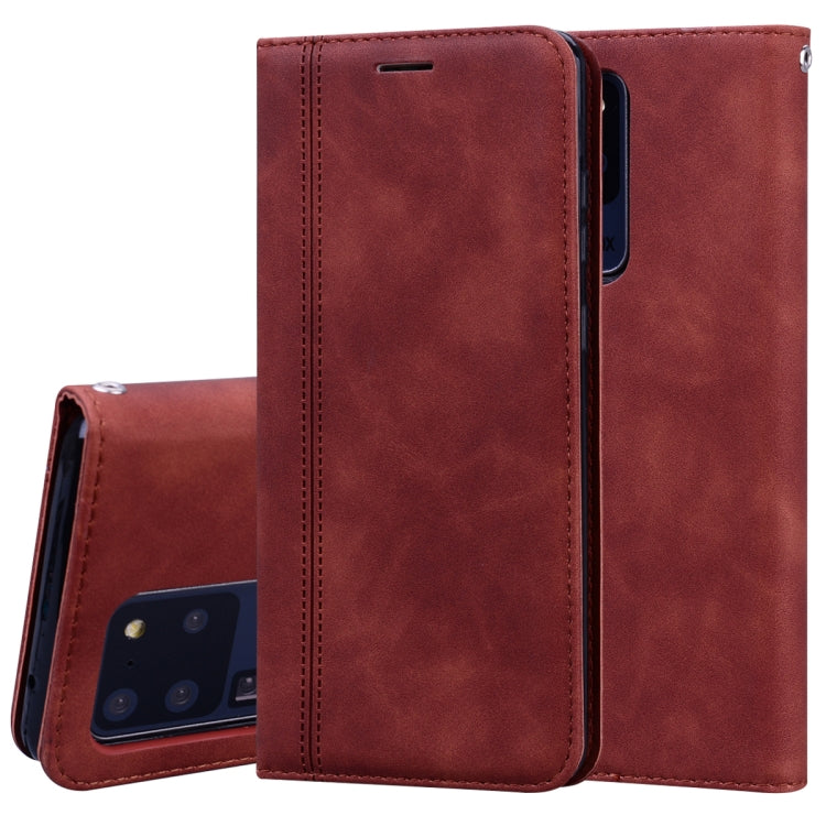 For Samsung Galaxy S20 Ultra Frosted Business Magnetic Horizontal Flip PU Leather Case with Holder & Card Slot & Lanyard