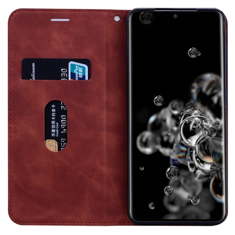 For Samsung Galaxy S20 Ultra Frosted Business Magnetic Horizontal Flip PU Leather Case with Holder & Card Slot & Lanyard