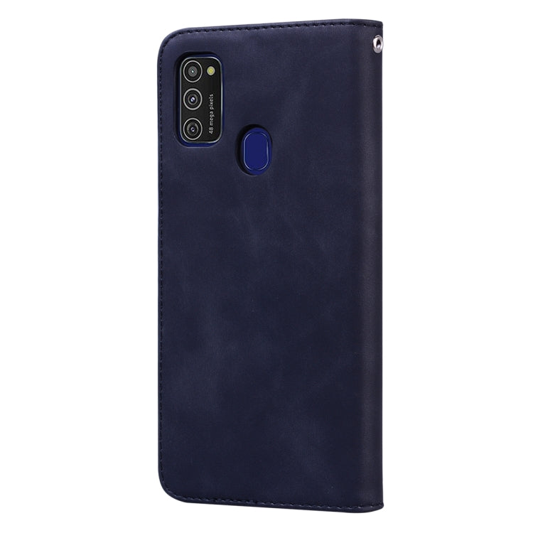 For Samsung Galaxy M21 Frosted Business Magnetic Horizontal Flip PU Leather Case with Holder & Card Slot & Lanyard