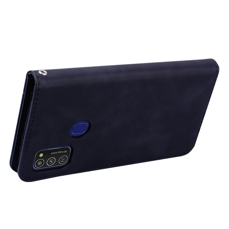 For Samsung Galaxy M21 Frosted Business Magnetic Horizontal Flip PU Leather Case with Holder & Card Slot & Lanyard