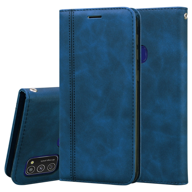 For Samsung Galaxy M21 Frosted Business Magnetic Horizontal Flip PU Leather Case with Holder & Card Slot & Lanyard