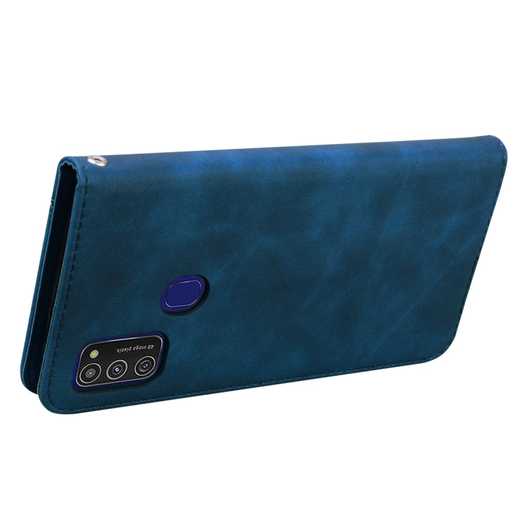 For Samsung Galaxy M21 Frosted Business Magnetic Horizontal Flip PU Leather Case with Holder & Card Slot & Lanyard