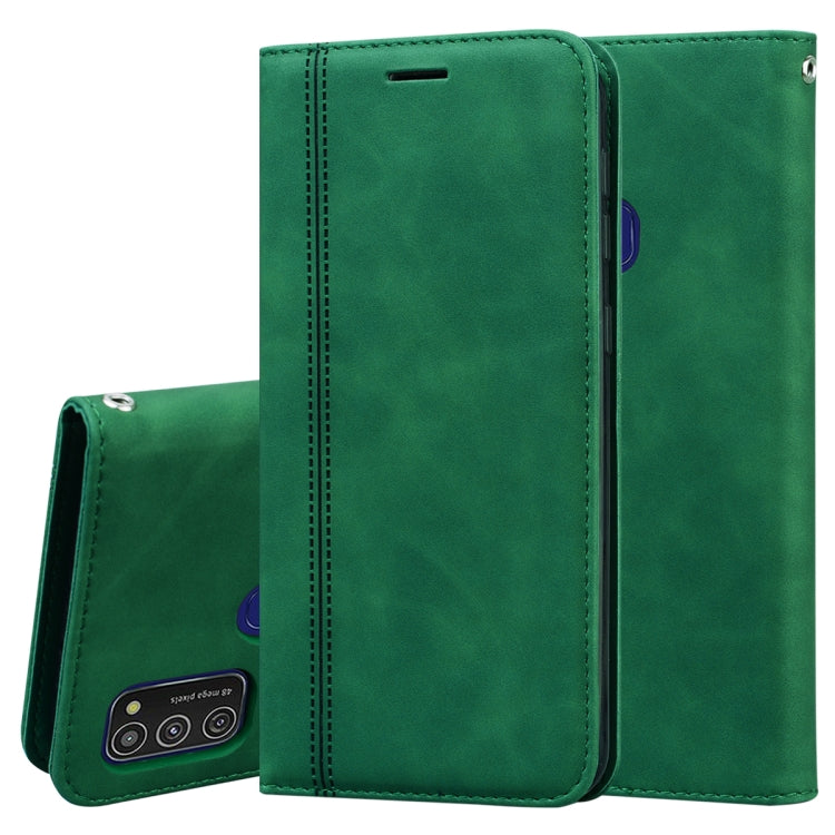 For Samsung Galaxy M21 Frosted Business Magnetic Horizontal Flip PU Leather Case with Holder & Card Slot & Lanyard