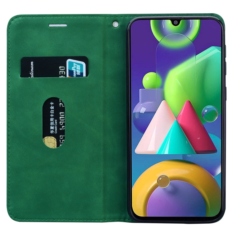 For Samsung Galaxy M21 Frosted Business Magnetic Horizontal Flip PU Leather Case with Holder & Card Slot & Lanyard