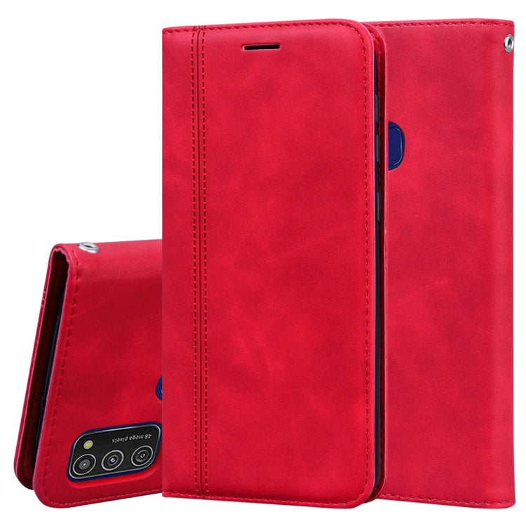 For Samsung Galaxy M21 Frosted Business Magnetic Horizontal Flip PU Leather Case with Holder & Card Slot & Lanyard