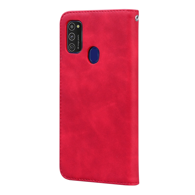 For Samsung Galaxy M21 Frosted Business Magnetic Horizontal Flip PU Leather Case with Holder & Card Slot & Lanyard