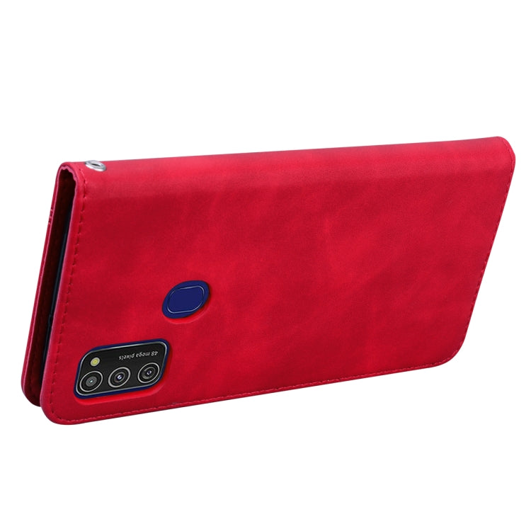 For Samsung Galaxy M21 Frosted Business Magnetic Horizontal Flip PU Leather Case with Holder & Card Slot & Lanyard