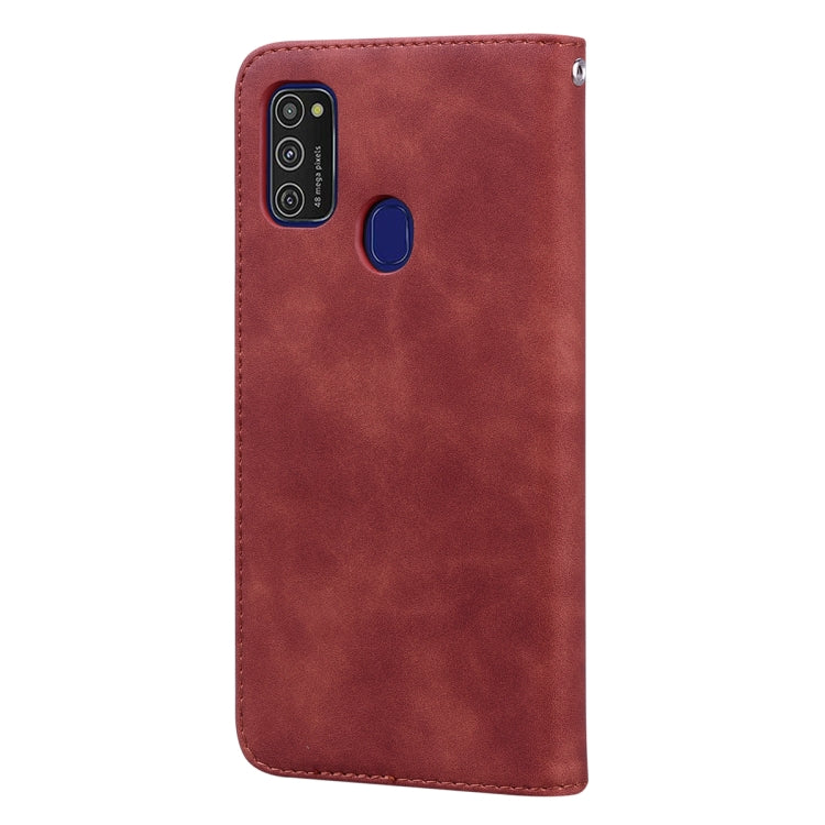 For Samsung Galaxy M21 Frosted Business Magnetic Horizontal Flip PU Leather Case with Holder & Card Slot & Lanyard
