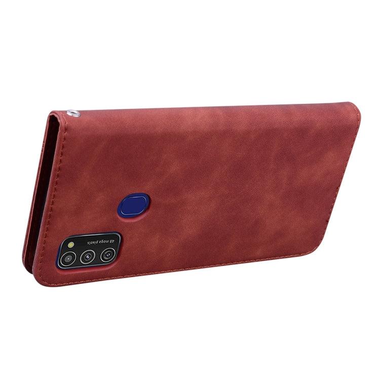 For Samsung Galaxy M21 Frosted Business Magnetic Horizontal Flip PU Leather Case with Holder & Card Slot & Lanyard